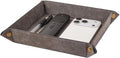 WAYIFON Valet Tray Desktop Storage Organizer – Premium PU Leather Catchall Bedside Vanity Tray Nightstand Caddy Holder for Remote Controller, Keys, Phone, Wallet, Coin, Jewelry,Grey