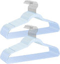 Blue Plastic Hangers for Clothes 40 Pcs, 16" Wide Clear Hangers for Men's Shirt, Teens Closet, Youth Suit, Hoodie, Adults Hanger with Swivel Silver Hook, Thin Clothing Rack for Dorm Room
