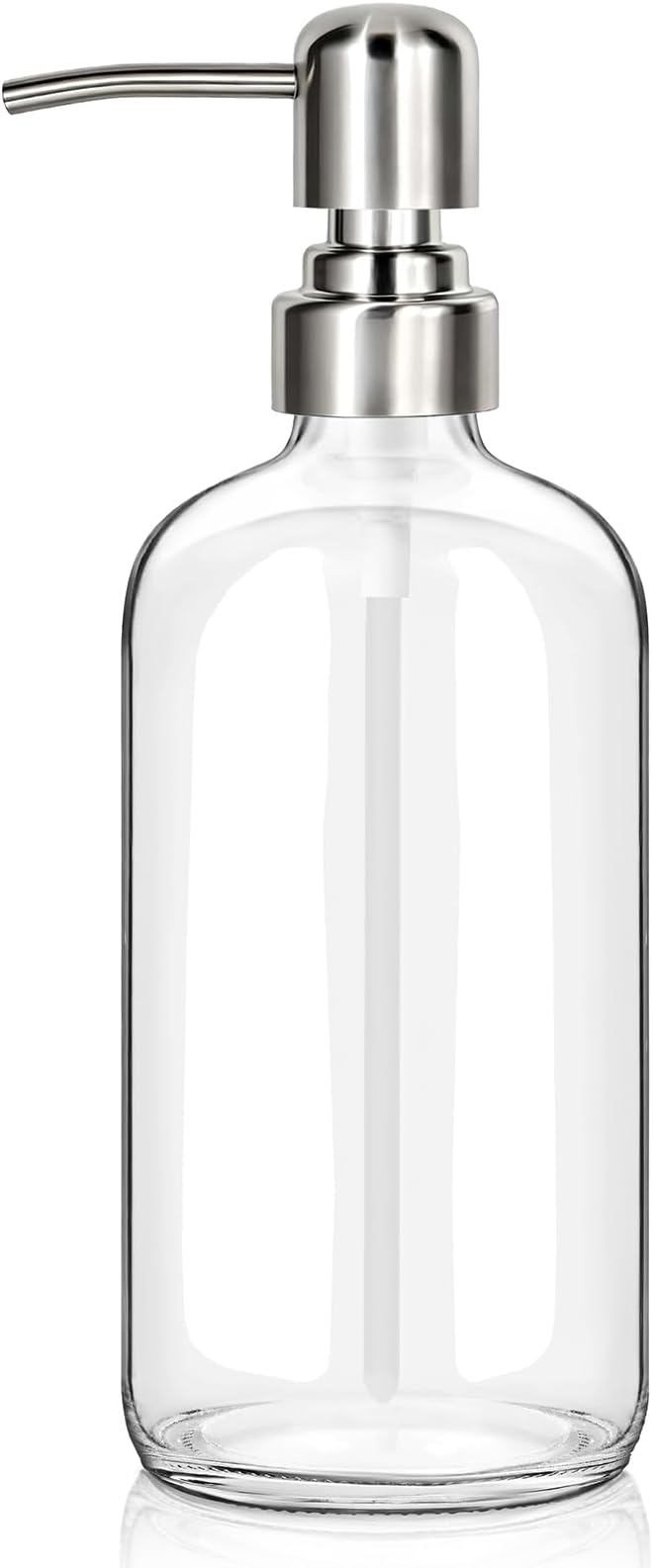Clear Glass Soap Dispenser with 304 Stainless Steel Pump 17 oz for Kitchen Dish Soap and Bathroom Hand Soap Bottle