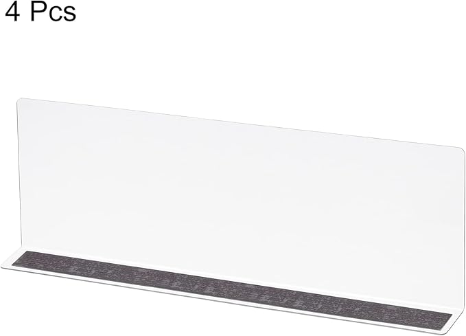 MECCANIXITY L Type Shelf Dividers, PVC Clear Closet Shelf Separator Organizer Clapboard for Cabinet Supermarket with Magnetic Strip 35 x 4 x 12cm Pack of 4