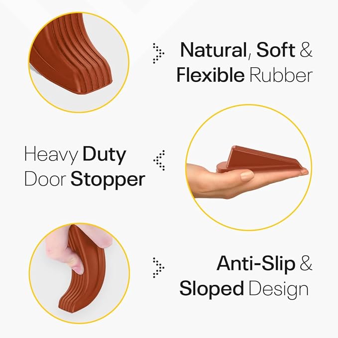 Door Stoppers for Bottom of Door – Rubber Door Stopper Wedge – Pack of 4 – Door Stop – Door Stoppers – Doorstop – Door Wedge – Doorstops for Inside Door – Ideal for Homes, Schools, Offices, Workshops