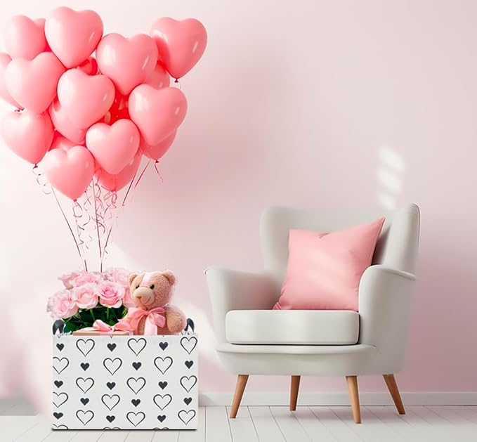 CLOCOR Rectangular Storage Basket Empty,Gift Basket,Waterproof Storage Bin with Handles,Room Decor(3PCS Cute Heart)