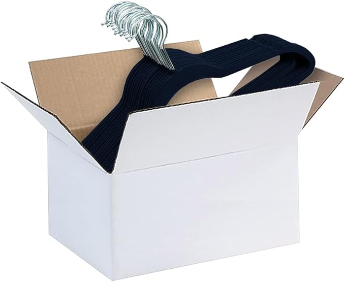 Premium 20 Pack - Ultra Thin No Slip Velvet Suit Swivel Hangers - 21" Extra Wide Strong Velvet Hangers - Space Saving Clothes Hangers - 21x0.2x10 inches (Navy)