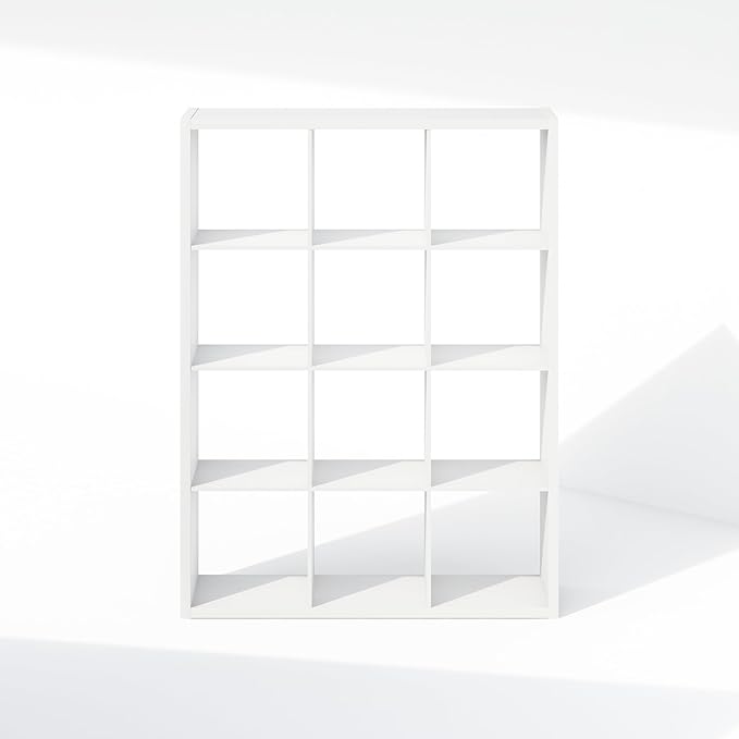 Furinno Cubic Closet Organizers and Storage, 12-Cube Closet Organizer, Open Shelf Closet Storage, Extra Thick Frame for Wardrobe, Bedroom, Living Room, White