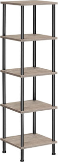 HOOBRO 5-Tier Corner Shelf Stand, Corner Square Rack Display Shelf, Tall Storage Rack Plant Stand, Bookcase for Small Spaces, Living Room, Home Office, Kitchen, Greige and Black BG50CJ01