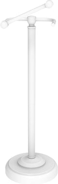 WZKALY Toilet Paper Holder Stand, White Toilet Paper Holder Free Standing, Post Pivoting Design & Stable Weighted Base SUS304 Stainless Steel for Bathroom (Mega Roll)