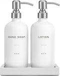 White Soap Dispenser Bathroom Set, Hand and Lotion Dispenser with Pump, Perfect for Bathroom Essentials for New Home. (Silver & White)