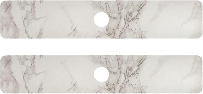 Kitchen Sink Splash Guard 2 PCS 30 Inch Sink Faucet Mat Splash Guard for Bathroom Countertop Water Absorbent Foldable Cuttable Soft Washable Marble White