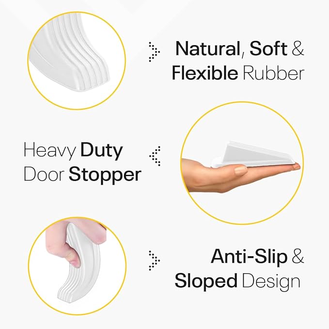 Door Stoppers for Bottom of Door – Rubber Door Stopper Wedge – Pack of 4 – Door Stop – Door Stoppers – Doorstop – Door Wedge – Doorstops for Inside Door – Ideal for Homes, Schools, Offices, Workshops
