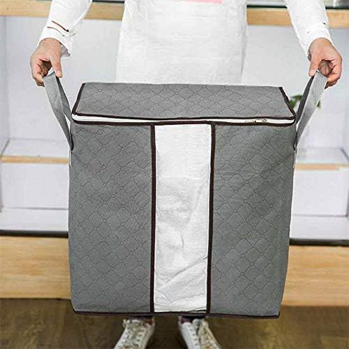 Szxc 2 Pack Foldable Erect Storage Bags Under Bed Closet Organizer 18 x 11 x 19 inch (L x W x H) - for Quilt Blanket Pillow Clothes Bedding - Clear Window & Handles - Easy to Fit 5 Throw Pillows