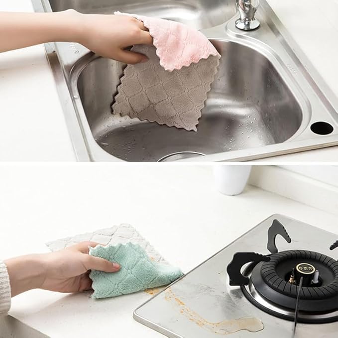 24 Pack Cleaning Cloth Kitchen Cloth, Dish Towels Super Absorbent Coral Velvet Dishtowels, Microfiber Premium Soft Tea Towels, Quick Dry Rags, Multipurpose Reusable Washcloths, Non-Stick Oil Cloths.