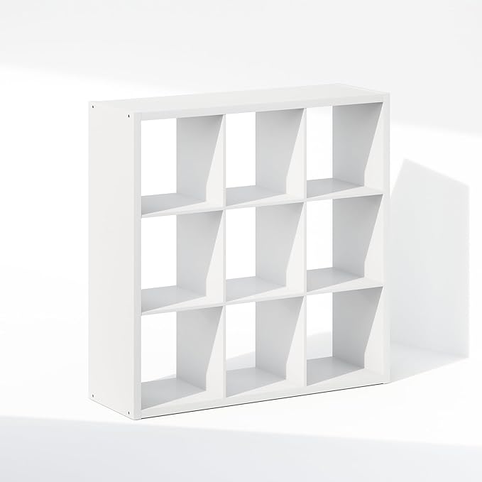 Furinno Cubic Closet Organizers and Storage, 9-Cube Closet Organizer, Open Shelf Closet Storage, Extra Thick Frame for Wardrobe, Bedroom, Living Room, White
