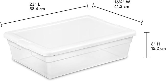 Sterilite 20 Pack Storage Box, 28 Quart Stackable Tote, Clear Plastic Container with Secure Snapping Lids for Home and Office Organization, White