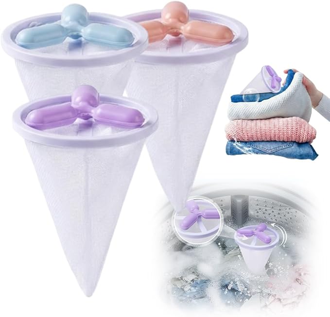 Lint Catcher for Washing Machine, Durable Pet Hair Remover for Laundry, Reusable Floating Hair Filtering Mesh Removal, Dog Hair Catcher for Laundry Washing Machine (3PCS)