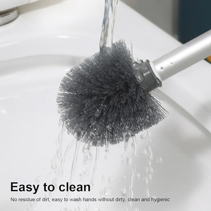 Toilet Brush and Holder Set with Fine Seam Brush, Toilet Bowl Brush Head with Ventilated Holder, Wall Mounted Toilet' Scrub Brushes Set for Bathroom Deep Cleaning(Color:White Grey)