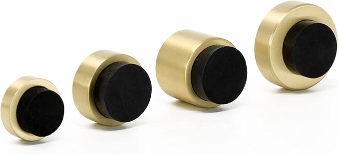 EVI | Wall Adhesive Doorstop | 1.1'' X 1.1'' | Black Rubber | Brass Finished Matte | Great Adherence | 100% Functional | Mod. 198/28