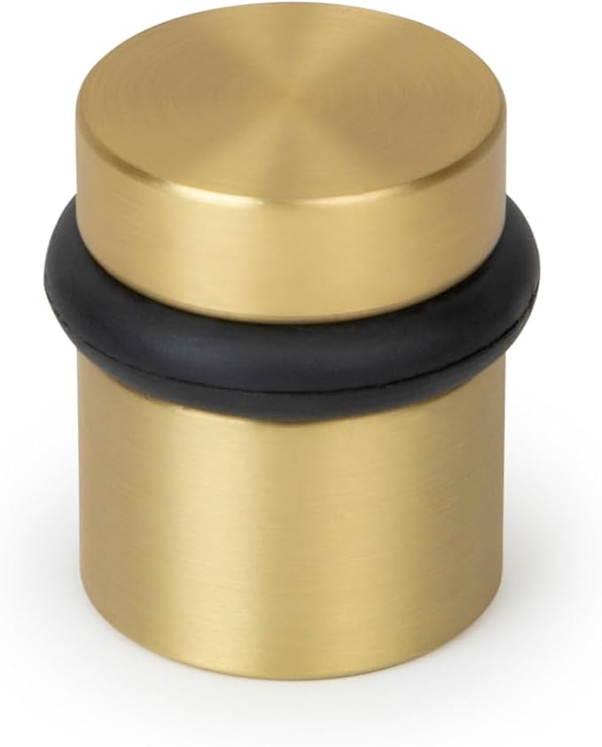 Mega Handles Floor Door Stopper, Quickly Installed Wall Protector, Wall Protectors from Door Knobs, Floor Door Stop with Mounting Hardware Included - Satin Brass - 1.5 Inch