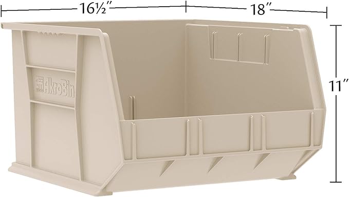 Akro-Mils 30270 AkroBins Plastic Storage Bins, Space-Saving Stackable Bins for Garage, Pantry, Craft Organization, 18" x 16" x 11", Clear, 3-Pack