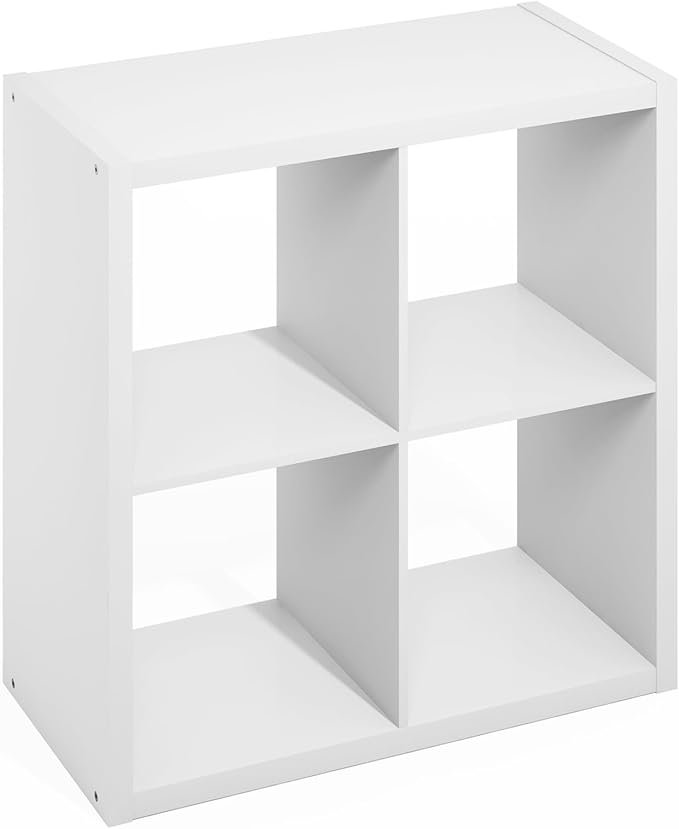 Furinno HERMITE Kitchen Island, 4-Cube Coffee Bar, Extra Thick Kitchen Storage, Bakers Rack, for Pantry Organizers and Storage, Kitchen Organization, White