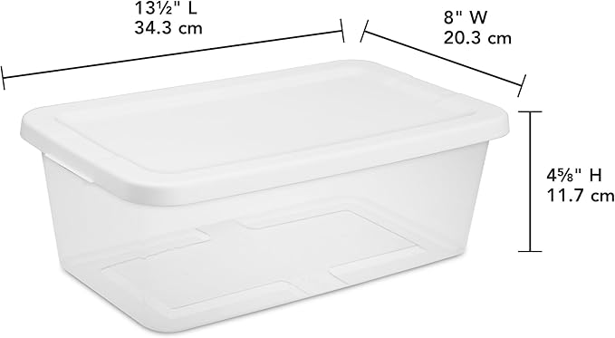 20-Pack 6 Quart Clear Plastic Storage Bins with Snap-On Lids - Stackable Organizers for Home, Bathroom, Closet & Office