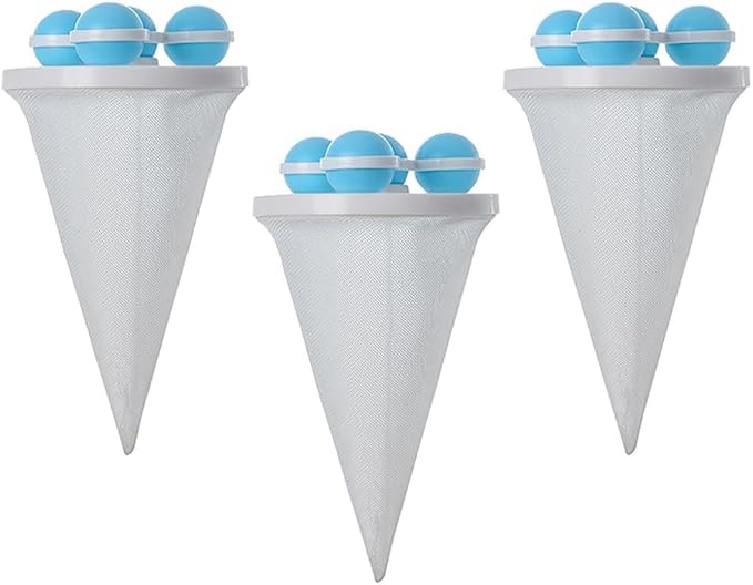 Pet Hair Remover for Laundry, Floating Hair Filtering Mesh Removal Reusable Lint Catcher for Washing Machine Wool Device, Pet Hairs Remover Hairs Filter Cleaning Mesh Bag (Blue, 3pcs)