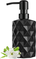 Glass Soap Dispenser with Plastic Pump, 330ml/11oz. Liquid Hand Soap Dispenser for Bathroom and Kitchen, Hand-Pump Dispenser for Dishwashing Liquid, Lotion, Soap, Essential Oil (Matte Black)
