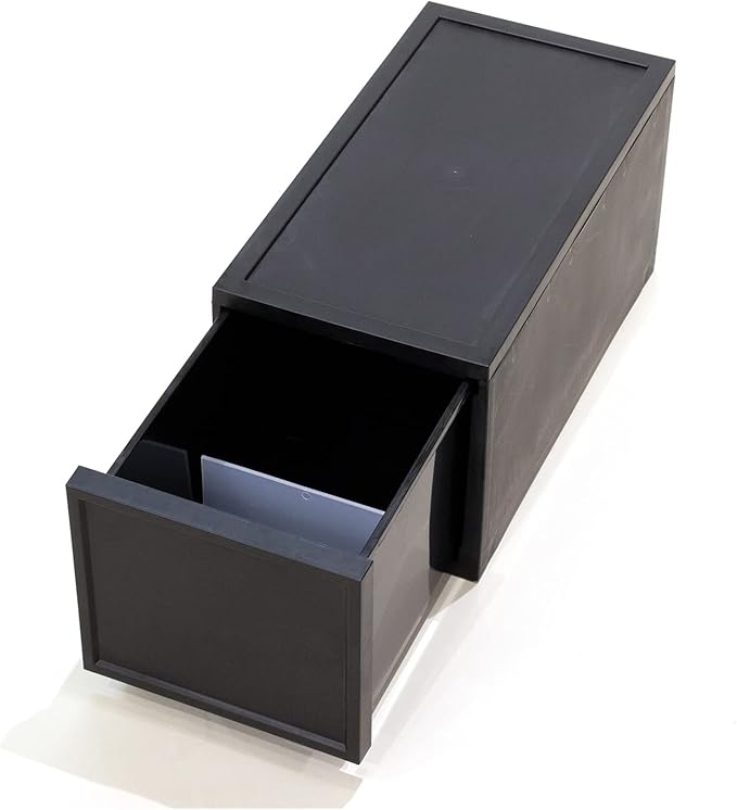 ASTAGE drawer block plastic bins stacking storage modular storage drawer home closet living office organizer with divider (Black, Small B)