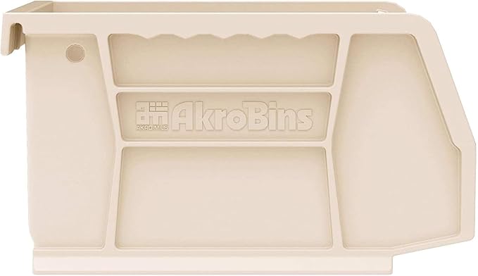 Akro-Mils 30210 AkroBins Plastic Storage Bins, Space-Saving Stackable Bins for Garage, Pantry, Craft Organization, 5-Inch x 4-Inch x 3-Inch, Stone, 24-Pack