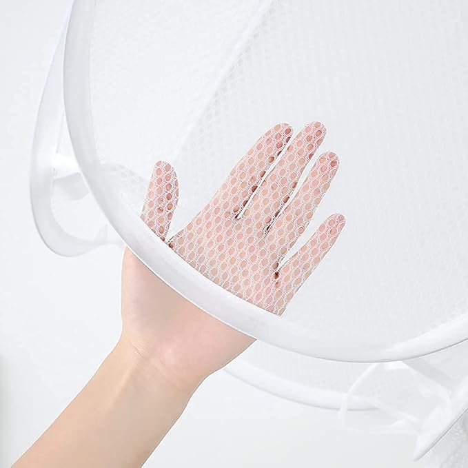 Pop up Laundry Hamper, Portable Foldable Mesh Clothes Hamper for Kids Room, College Dorm or Travel, Collapsible Laundry Basket for Storage, White