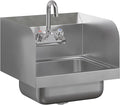 15 in. x 15 3/4 in. NSF Certified Stainless Steel Hand Sink with Side Splash Guards- Commercial Wall Mount Hand Basin with Faucet. Ideal for Restaurants, Bars, Kitchens, and Stores