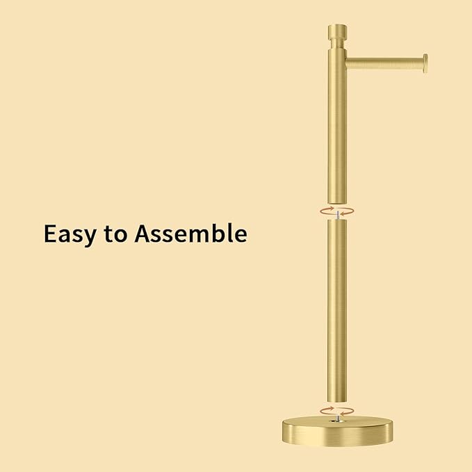 YUMORE Toilet Paper Holder Stand Freestanding, Weighted and Sturdy Stainless Steel Design with Non-Slip Cap, Gold Rustproof Tissue Roll Holder for Modern Bathroom, RV