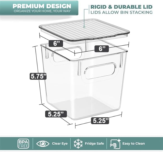 Sorbus Small Clear Plastic Storage Bins with Lids, Clear Stackable Storage Bins, Clear Toy Storage Bins, Clothes, Medicine, Makeup, Closet, Art Supply, Bathroom, Shoe, Toy Storage Organizer (2 Pack)