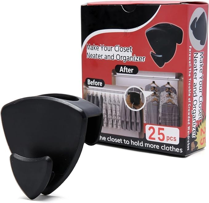 Hanger Extender Hooks - Hangers Space Saving -Space Hooks Hangers as seen on tv(Black, 50 Pack)