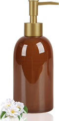 Natheeph 14OZ Ceramic Soap Dispenser Ceramic Soap Pump Dispenser Can Fill Liquid for Bathroom/Kitchen (Amber)