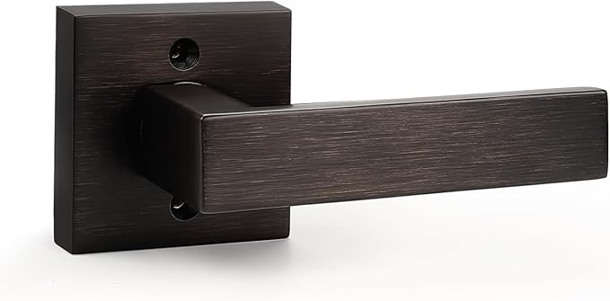 Probrico Heavy Duty Square Single Dummy Door Lever Oil Rubbed Bronze Decorative Non-Turning Half-Dummy Door Handles for Closet or French Doors(Exposed Screws,1 Pack)