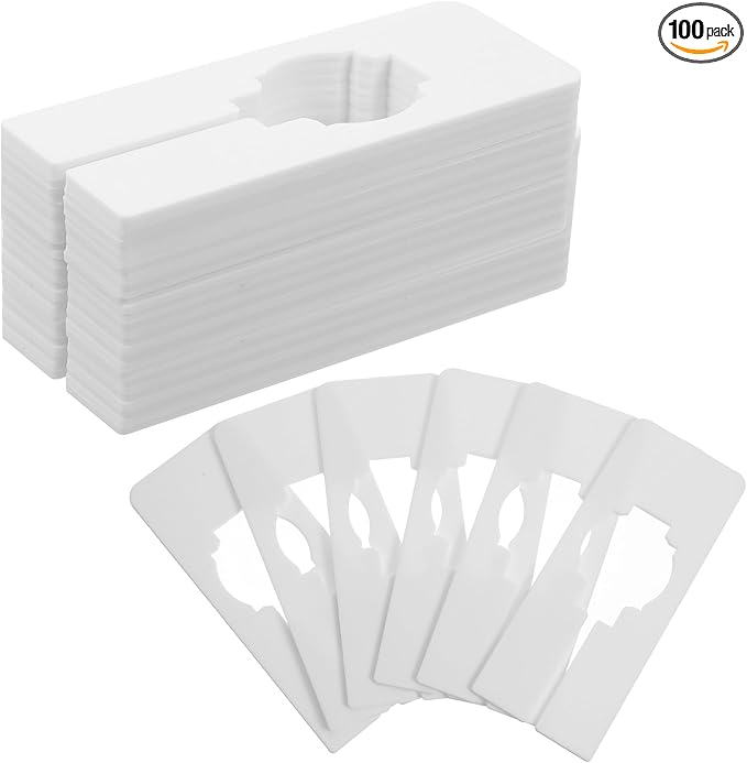 100 Pack 5 x 2 Inches Plastic Clothing Rack Dividers, Rectangular Closet Dividers for Hanging Clothes, Blank Clothing Rack Tags Label for Closet, Cloth Store, Department Stores, White