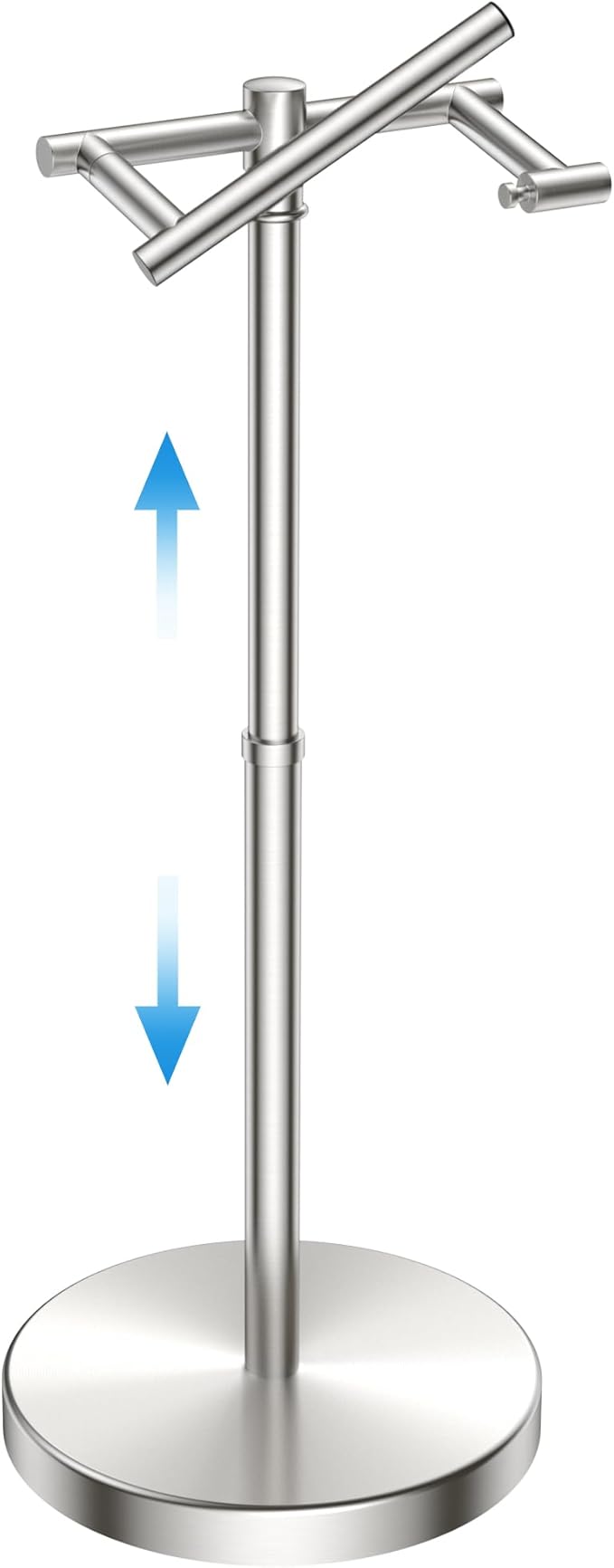 Toilet Paper Holder Stand Adjustable, Freestanding Tissue Roll Holder for Bathroom, Pivoting Design, Durable SUS 304 Stainless Steel and Weighted Base Toilet Paper Stand, Storage, Brushed Nickel