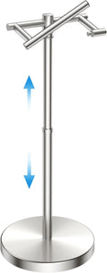 Toilet Paper Holder Stand Adjustable, Freestanding Tissue Roll Holder for Bathroom, Pivoting Design, Durable SUS 304 Stainless Steel and Weighted Base Toilet Paper Stand, Storage, Brushed Nickel