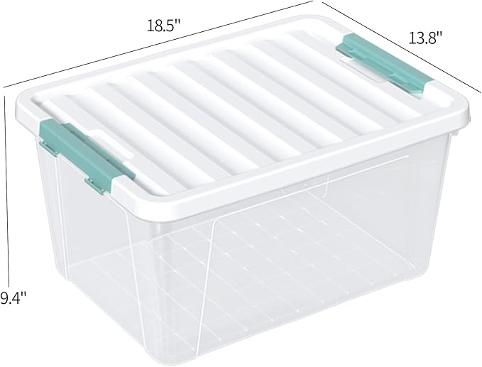 Bblina 6 Packs 35 L Clear Plastic Latching Bins with Lids, Large Storage Tote Boxes