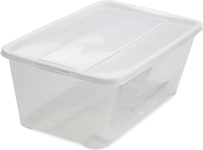 Life Story 6 Liter Shoe, Accessory, and Closet Plastic Storage Box Multi-Purpose Lidded Stacking Tote Containers, Clear (160 Pack)