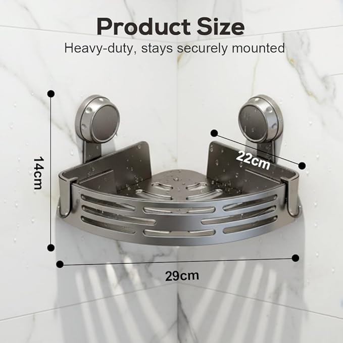Triangle Suction Cup Corner Shelves No Drilling Bathroom Storage Rack, 2026 New Corner Shower Shelf Suction Cup Shower Caddy Corners Organizer Storage Rack Adhesive with Towel Bar (Black three-layer)