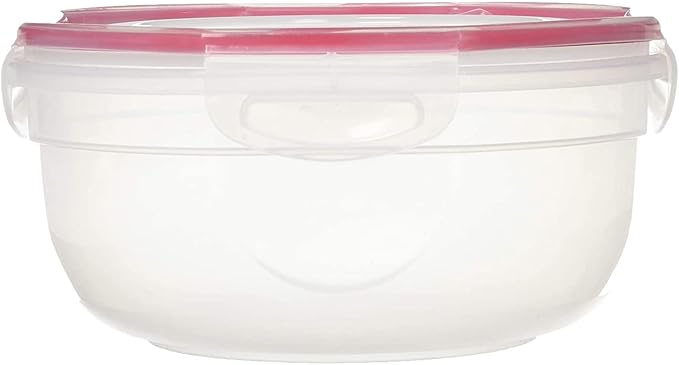 Sterilite Ultra-Seal 2.5 Qt Bowl, Airtight Food Storage Container, Plastic, Latching Lid, Microwave and Dishwasher Safe, Clear With Red Gasket, 1-Pack