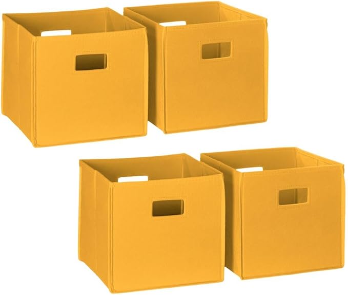 RiverRidge Folding Storage Bins with Handles Golden Yellow Cube Storage Organizer for Closet, Bedroom & Playroom - Closet Organizers and Storage Set of 4
