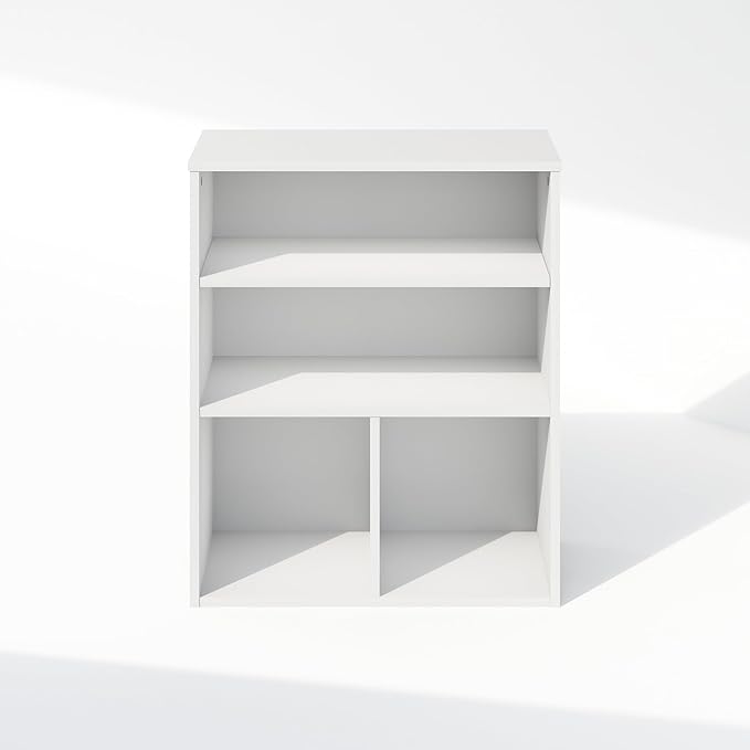 Furinno Reed Closet Organizers and Storage, 3-Tier Closet Organizer, Open Shelf Closet Storage, for Wardrobe, Bedroom, Living Room, White