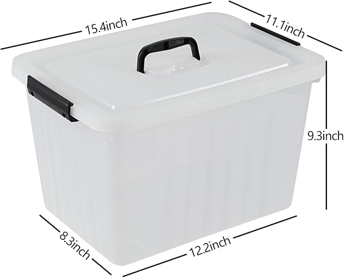 Ewingger 22 L Clear Storage Bin with Handle, Plastic Latching Storage Box Bins, 4-Pack