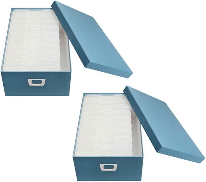 novelinks Photo Case 4" x 6" Photo Storage Box, 10 Inner Picture Storage Containers & Photo Organizer Cases, Portable Photo Craft Keeper for Photos, Crafts, Cards (Sky Blue, 2Pack)
