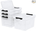 22 Quart Stackable Plastic Storage Bins with Lids and Latching Buckles, 4 Pack Tubs Boxes Organizing, Clear