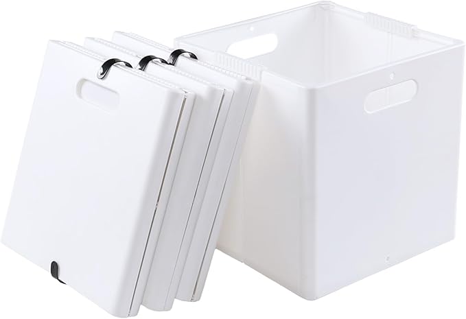 4-Pack Collapsible Plastic Storage Cube Bins, White Foldable Cube Storage Bins