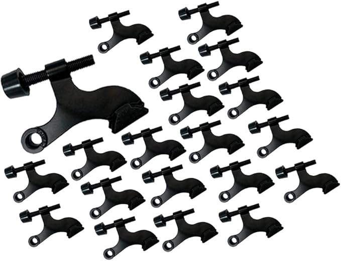 QCAA Hinge Pin Door Stopper, Zinc Die Cast, Matte Black with Black tip & Spacer, Made in Taiwan, 20 Pack