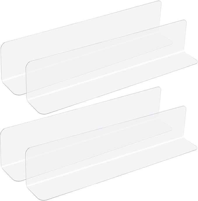 uxcell 4pcs Clear Shelf Dividers, 12"x2.4" Plastic L-Shaped Shelf Separator, Transparent Organizer Divider for Supermarket Store Commodity Classification